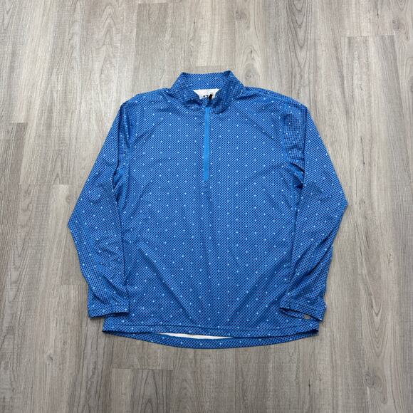 1764 1/4 Zip Pullover Mens Large Blue Stretch Performance Geometric Golf Golfing - Picture 1 of 8
